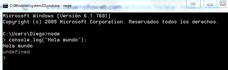 "Hola mundo" en Node.js